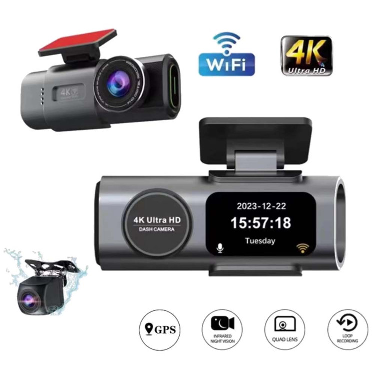 دوربین ثبت وقایع خودرو 4K دو لنزه مجهز به Wi-Fi و GPS