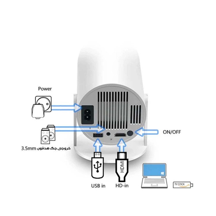 ویدئو پروژکتور HY300 اندروید 11 با WiFi و بلوتوث
